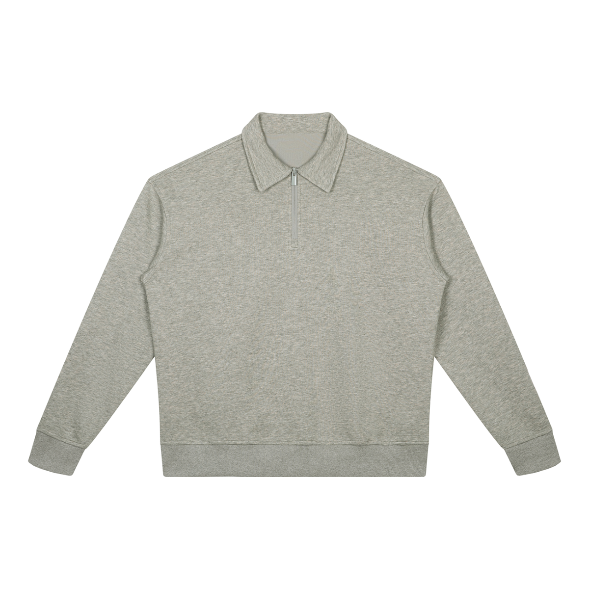 Boxy Quarter-Zip Sweatshirt in Oat Grey, front