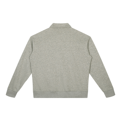 Boxy Quarter-Zip Sweatshirt in Oat Grey, back