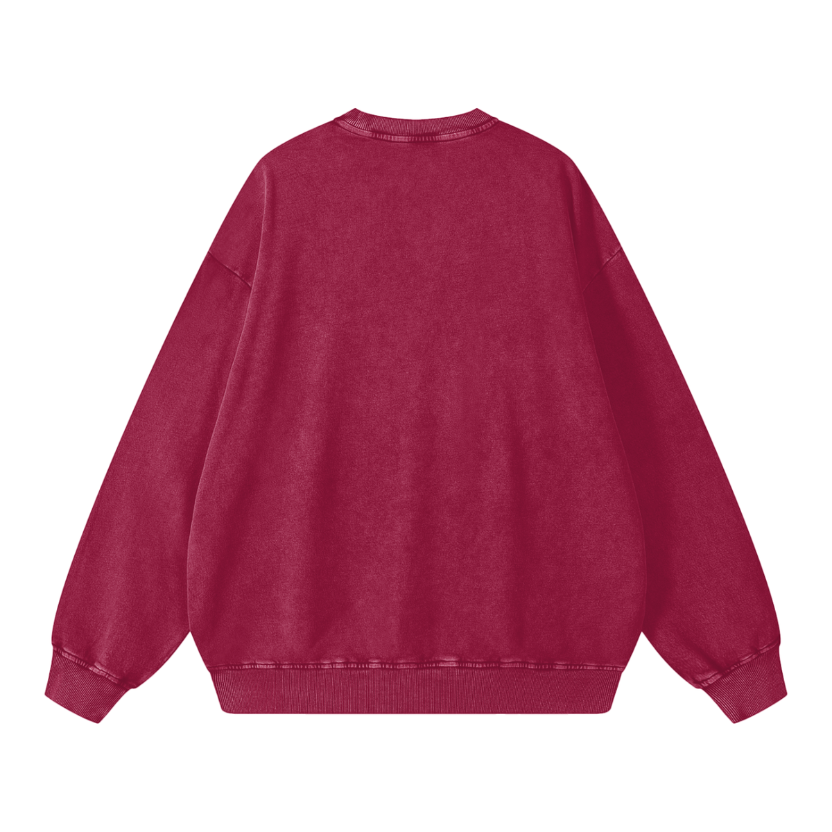 Snow Wash Oversized Crew in Jujube Red, back