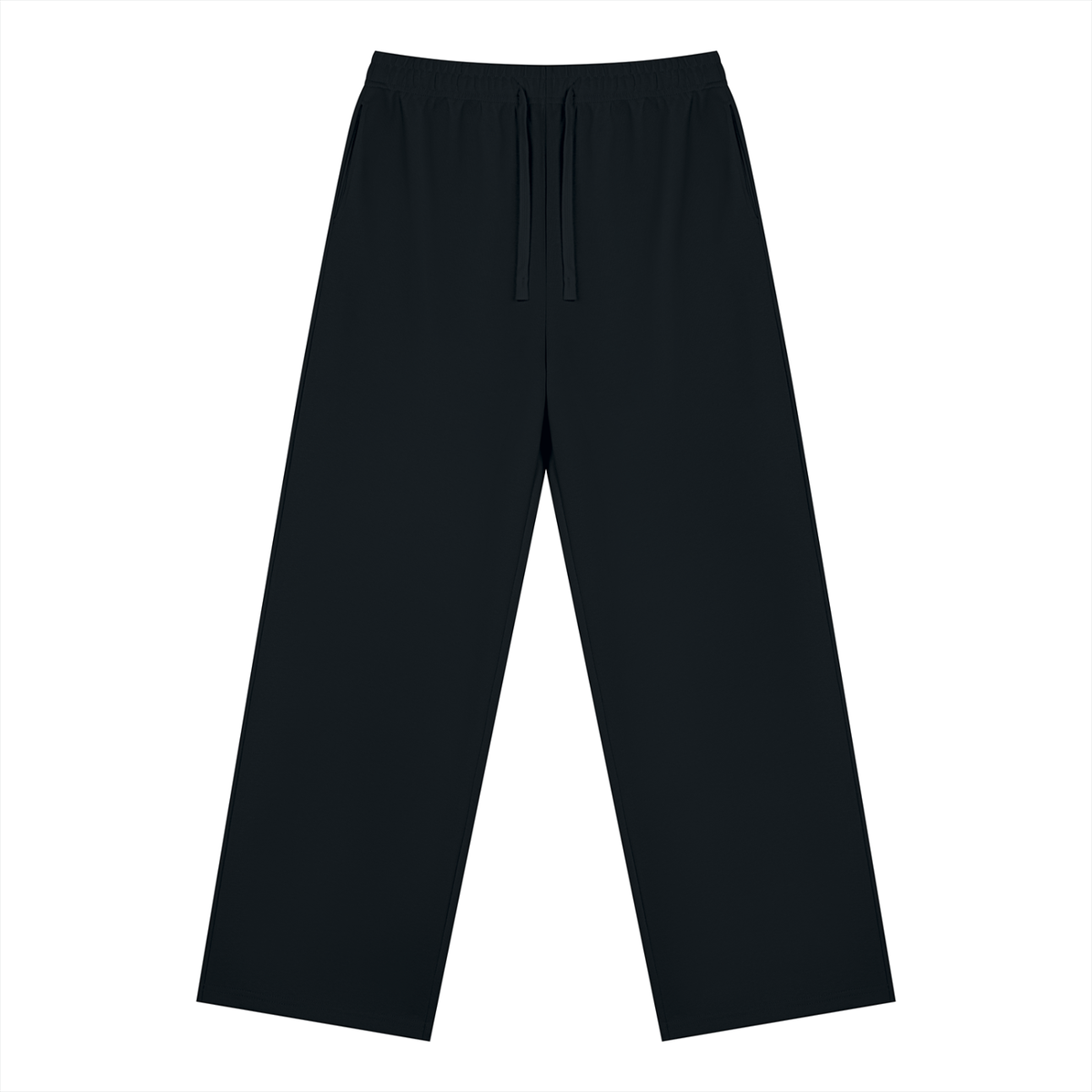 Straight Leg Fleece Track Pants in Black, front