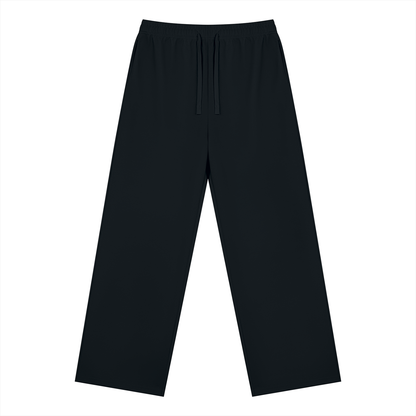 Straight Leg Fleece Track Pants in Black, front