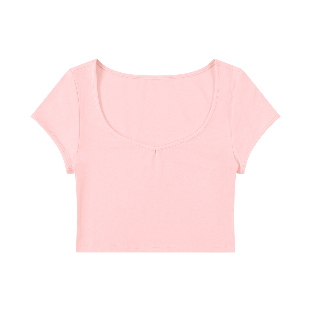 Women's Fitted Crop Tee in Pink, front