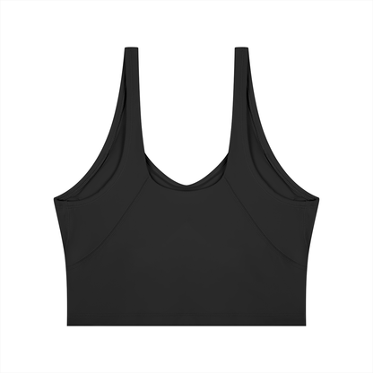 Cropped Yoga Tank in Black, back