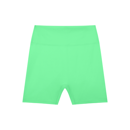 High Waisted Bike Shorts in Green, front