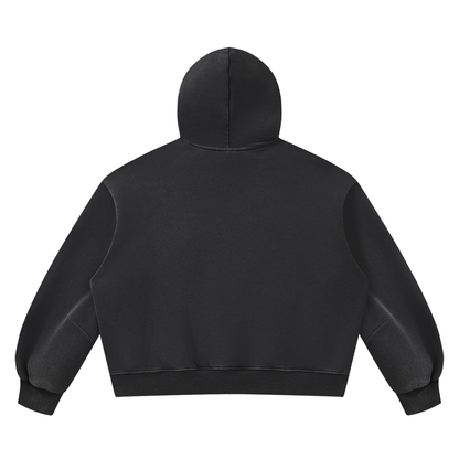 Vintage Wash Boxy Hoodie in Black, back