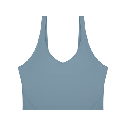 Cropped Yoga Tank in Haze Blue, front