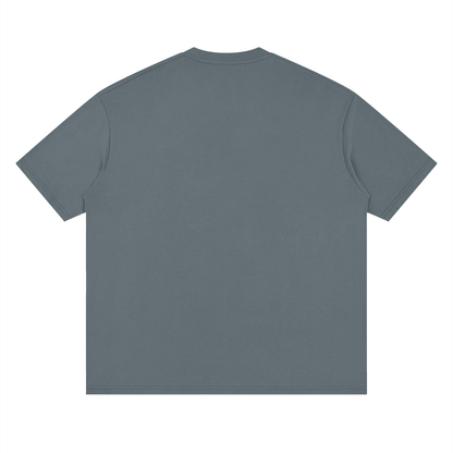 Oversized Drop Shoulder Tee in Grey Blue, back