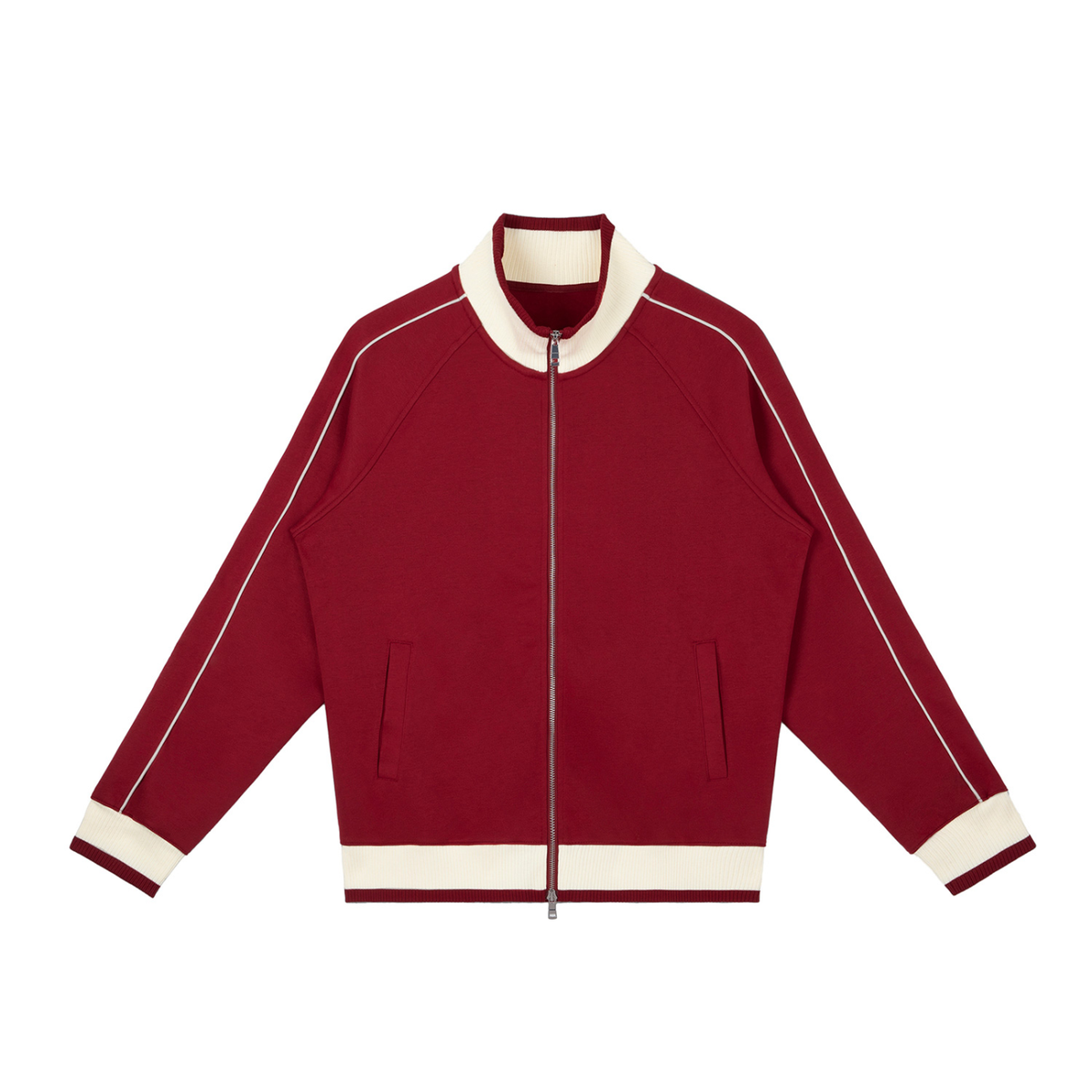 Colour Block Track Jacket in Red, front
