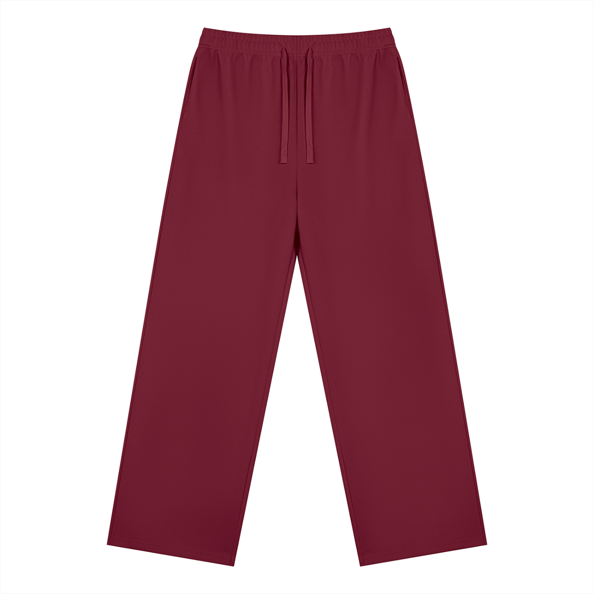 Straight Leg Fleece Track Pants in Wine Red, front
