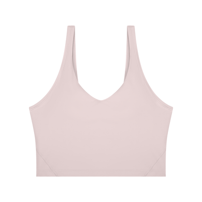 Cropped Yoga Tank in Pink, front