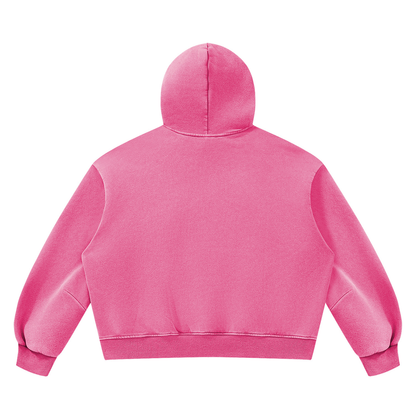 Vintage Wash Boxy Hoodie in Rose Red, back