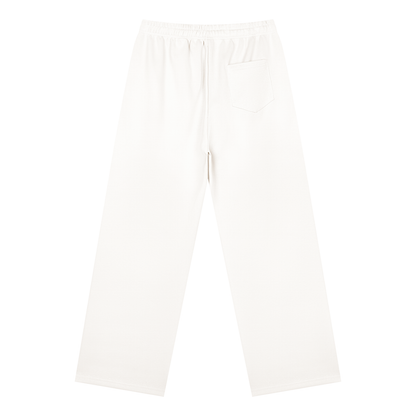 Straight Leg Fleece Track Pants in White, back