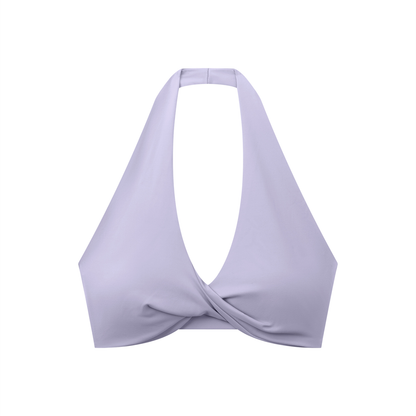 Halter Sports Bra in Purple, front
