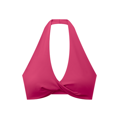 Halter Sports Bra in Rose Red, front