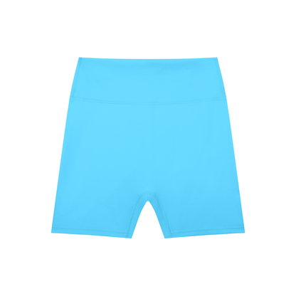 High Waisted Bike Shorts in Blue, front