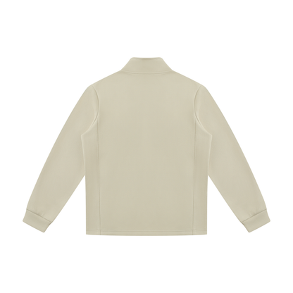 Stand Collar Track Jacket in Beige Camel, back