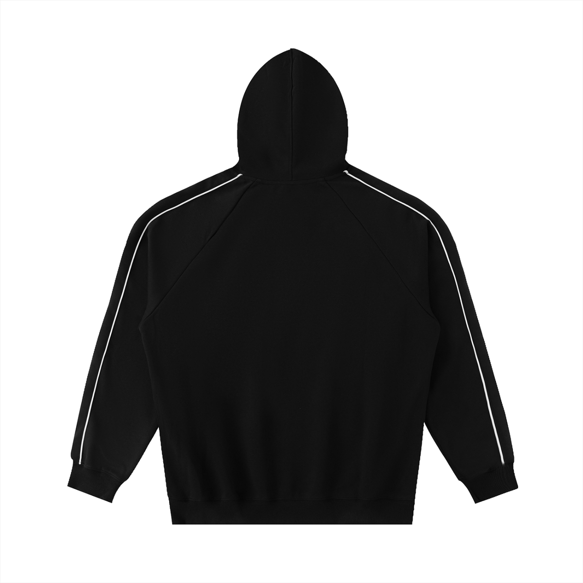 Contrast Piping Raglan Hoodie in Black, back