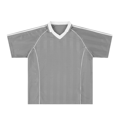 Collared Soccer Jersey in Grey with White, front