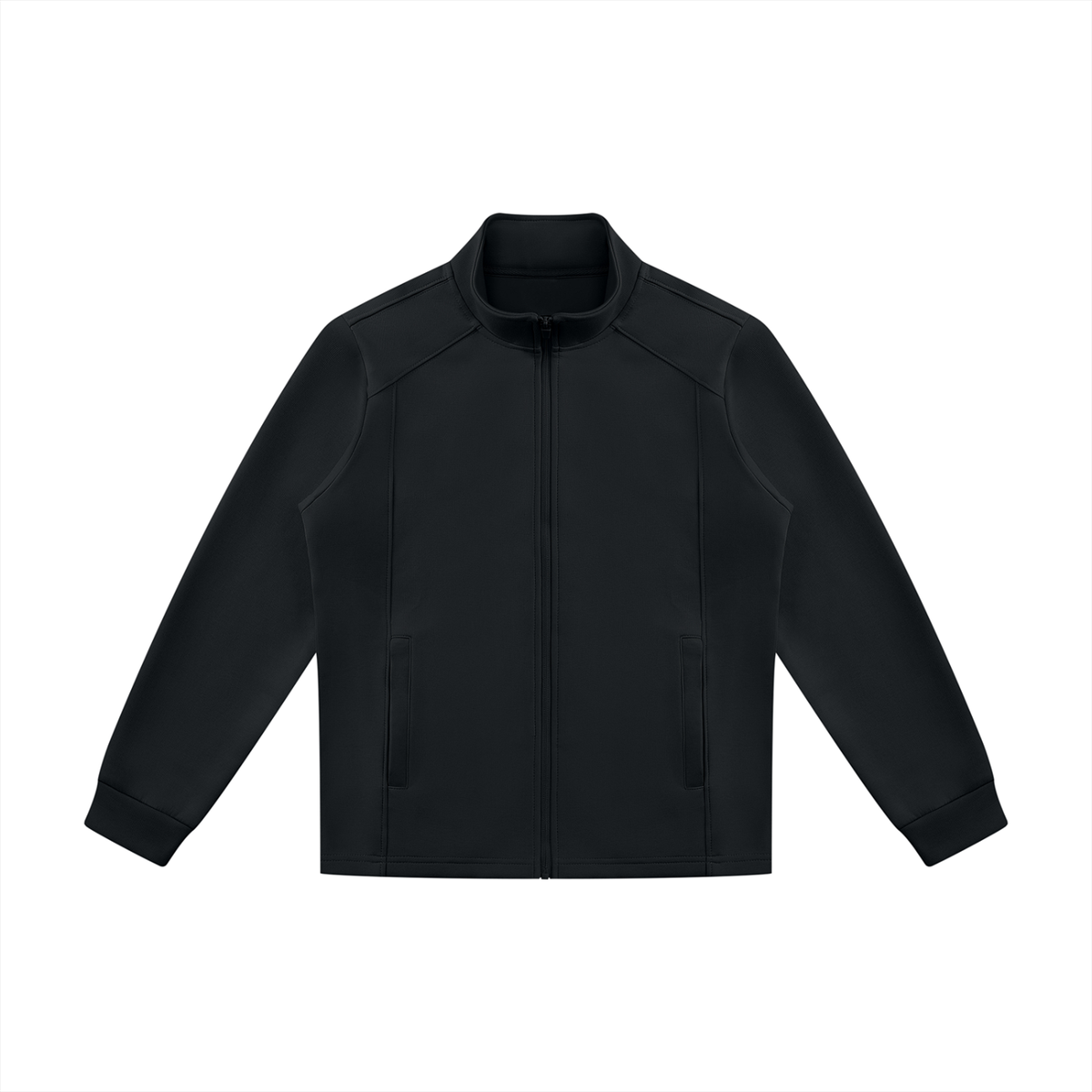 Stand Collar Track Jacket in Black, front