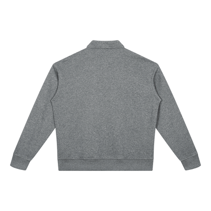 Boxy Quarter-Zip Sweatshirt in Marl Grey, back