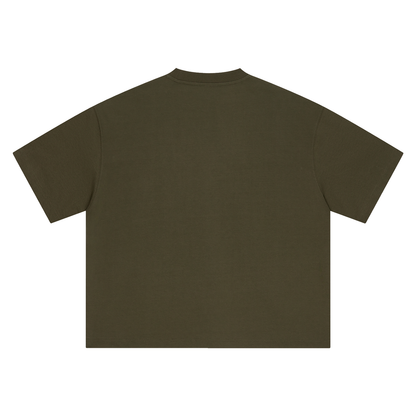 Boxy Heavyweight Tee in Army Green, back