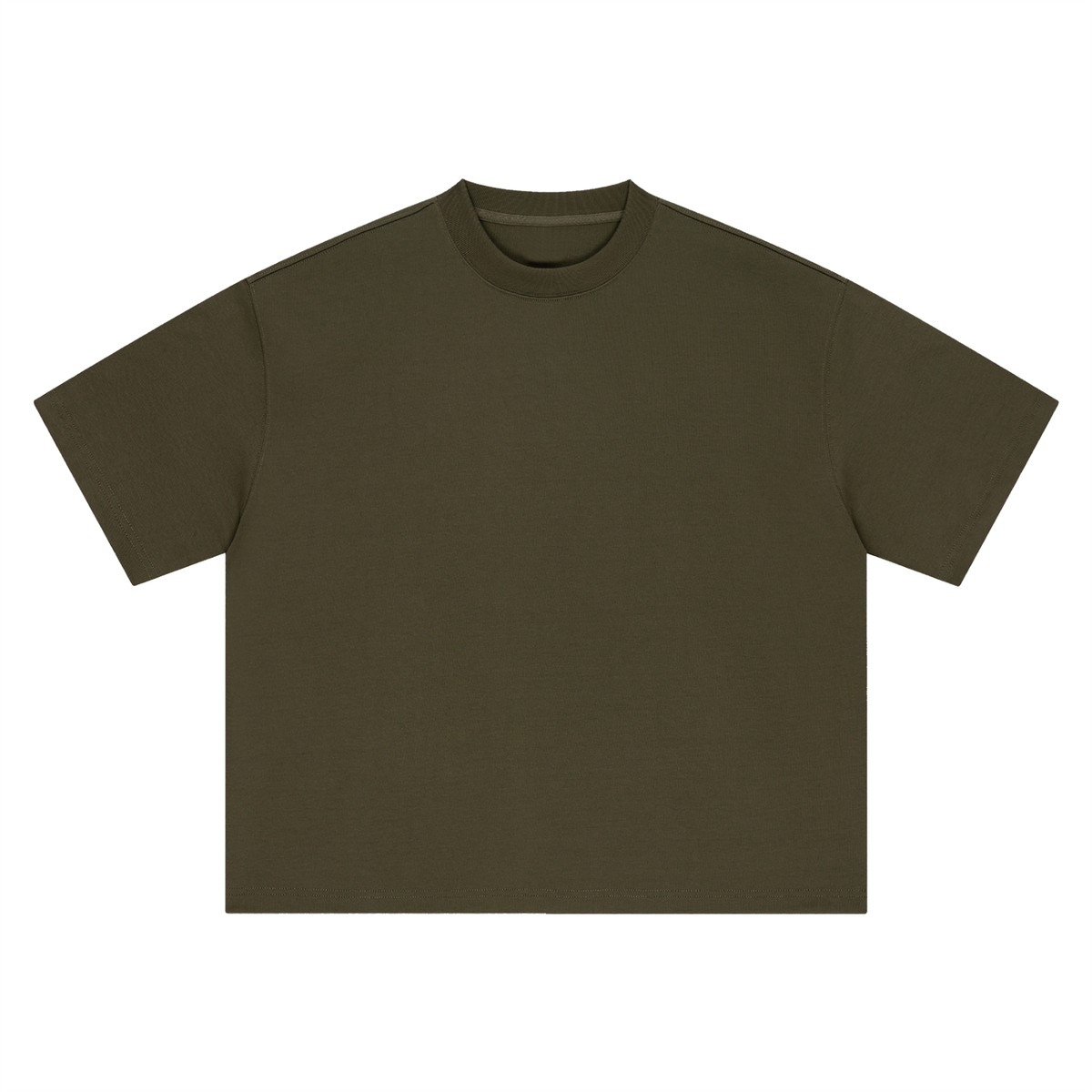 Boxy Heavyweight Tee in Army Green, front