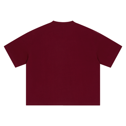Boxy Heavyweight Tee in Dark Red, back