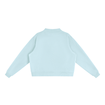 Women's Mock Neck Sweatshirt in Light Blue, back