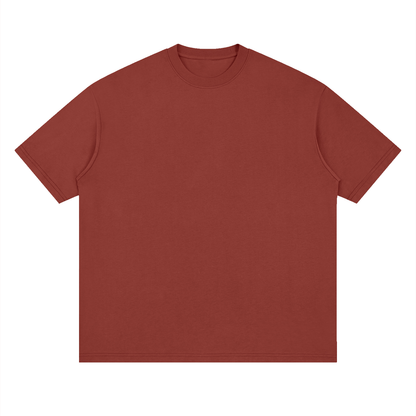 Oversized Drop Shoulder Tee in Brick Red, front