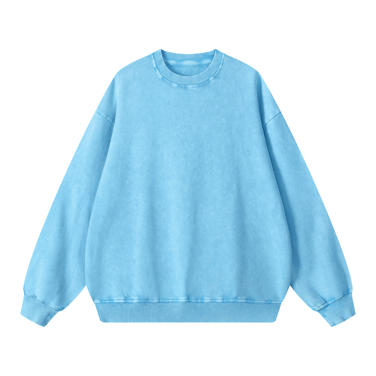 Snow Wash Oversized Crew in Sky Blue, front