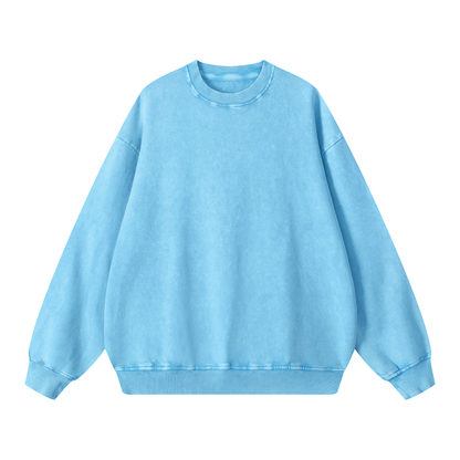 Snow Wash Oversized Crew in Sky Blue, front