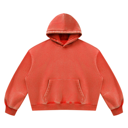 Vintage Wash Boxy Hoodie in Washed Red, front