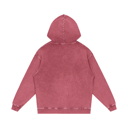Snow Wash Heavyweight Hoodie in Dark Red, back