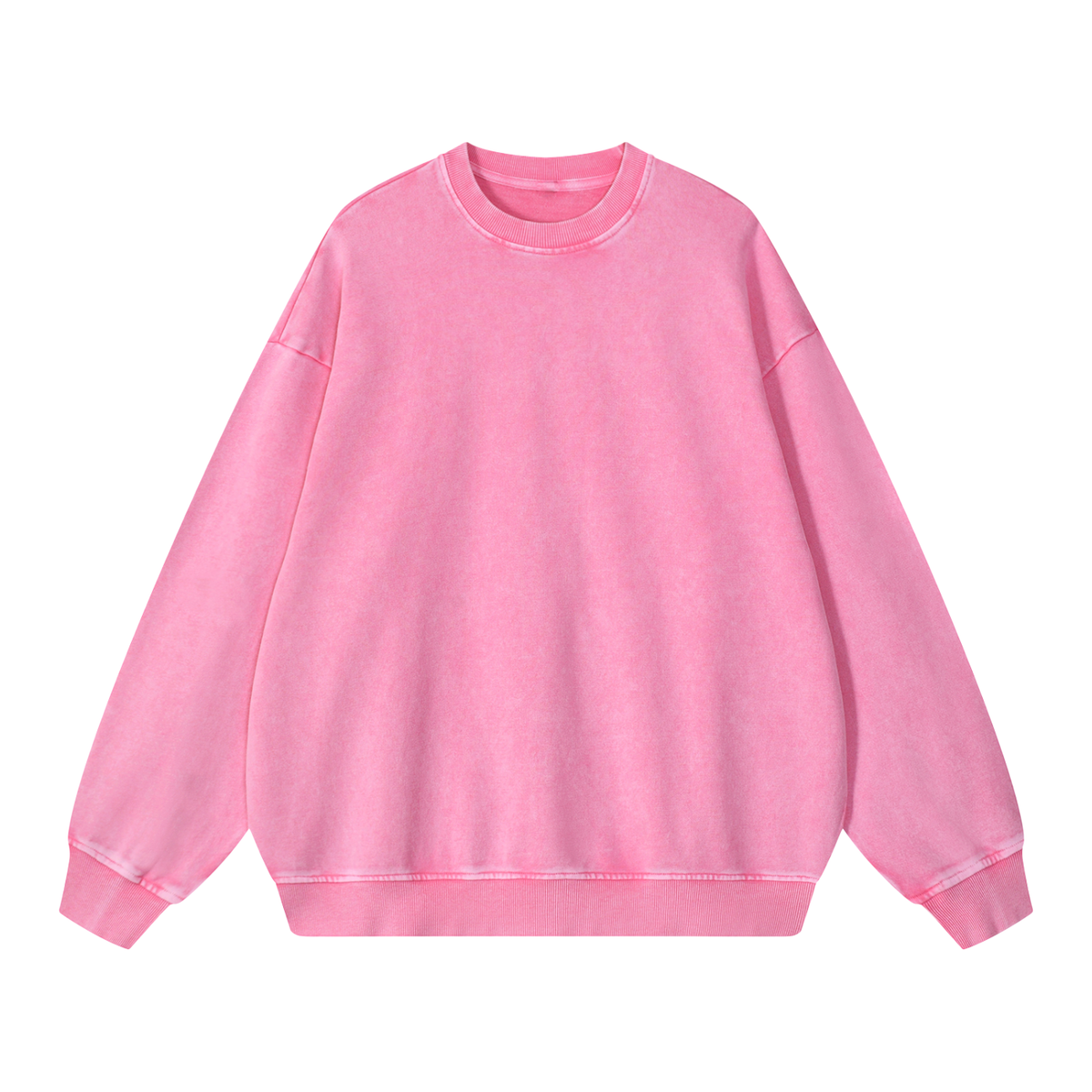 Snow Wash Oversized Crew in Pink, front