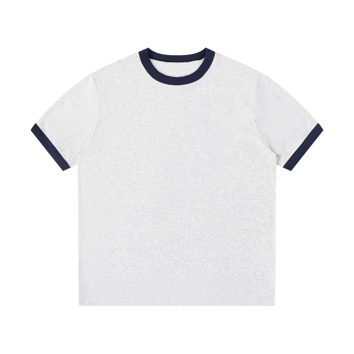 Ringer Tee in Marl Grey with Royal Blue, front