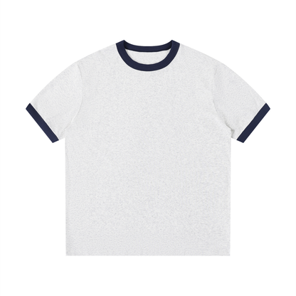 Ringer Tee in Marl Grey with Royal Blue, front