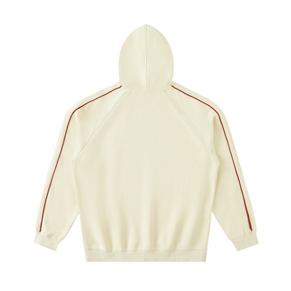 Contrast Piping Raglan Hoodie in Apricot, back