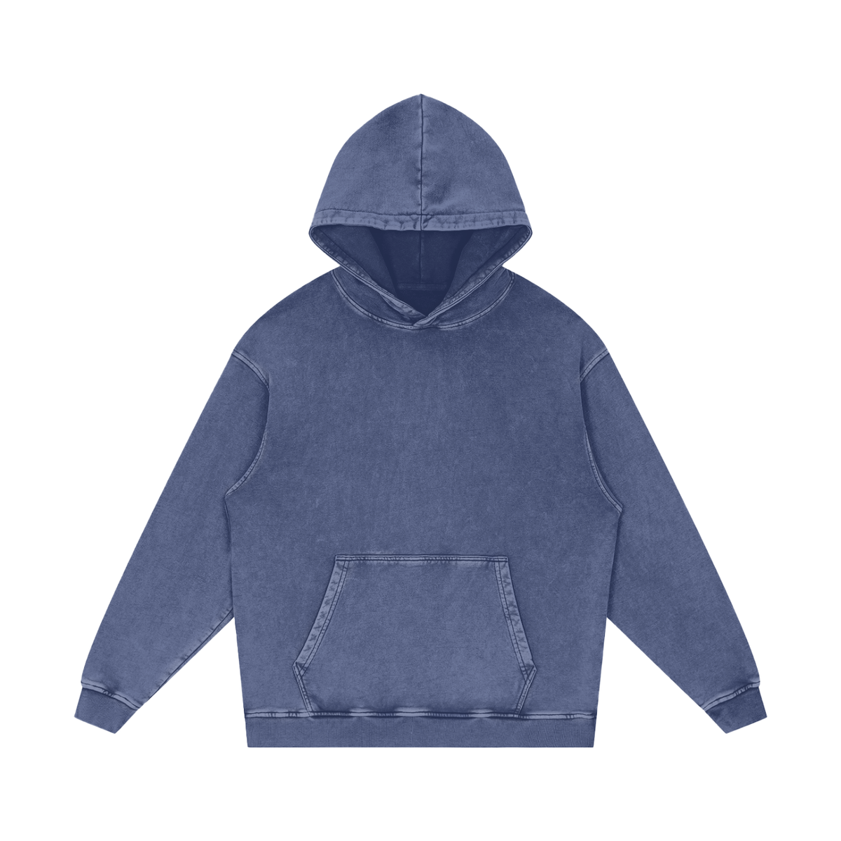 Snow Wash Heavyweight Hoodie in Dark Blue, front