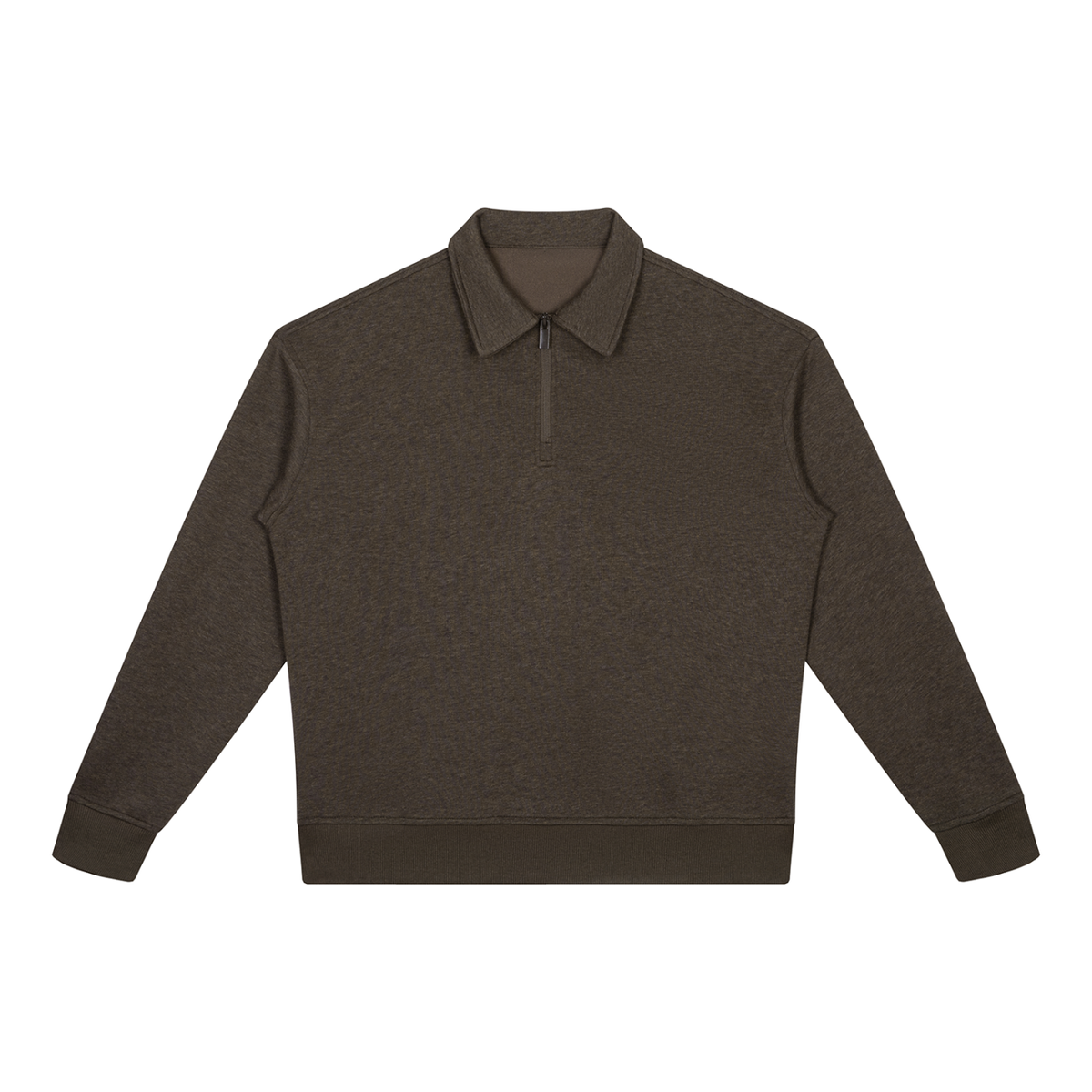 Boxy Quarter-Zip Sweatshirt in Coffee, front