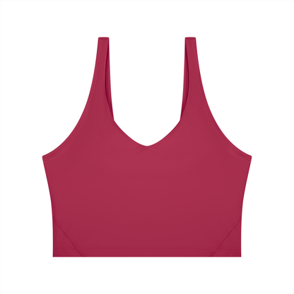 Cropped Yoga Tank in Rose Red, front