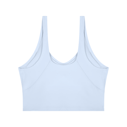 Cropped Yoga Tank in Light Blue, back