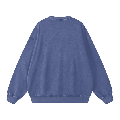 Snow Wash Oversized Crew in Blue, back