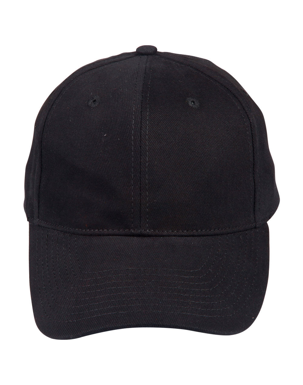 Brushed Cotton Baseball Cap in Black, front