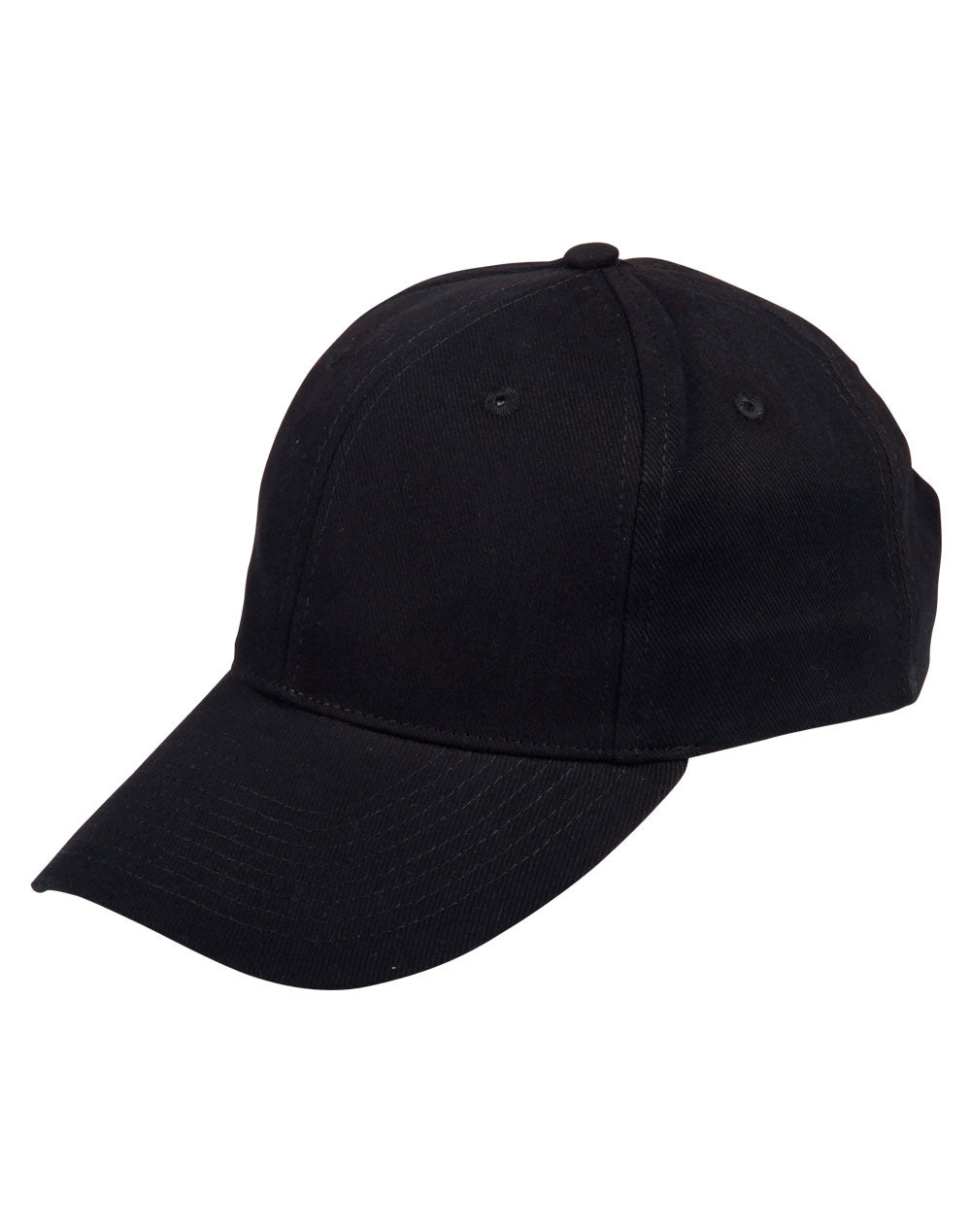 Brushed Cotton Baseball Cap in Black, side