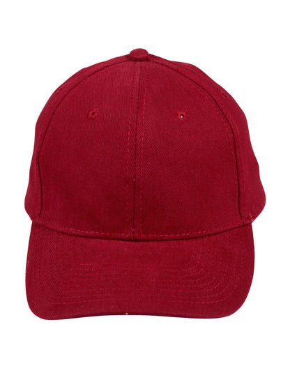 Brushed Cotton Baseball Cap in Maroon, front