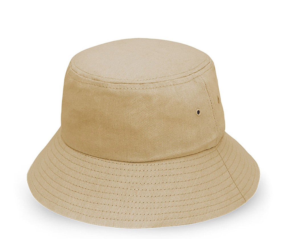 Cotton Bucket Hat in Khaki, front