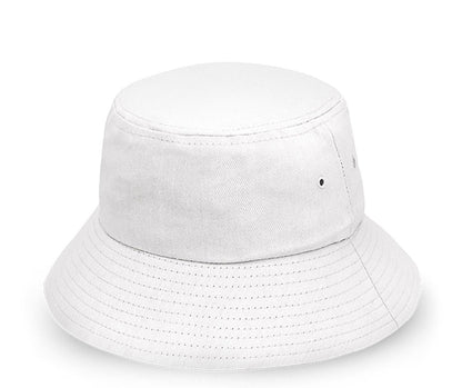 Cotton Bucket Hat in White, front