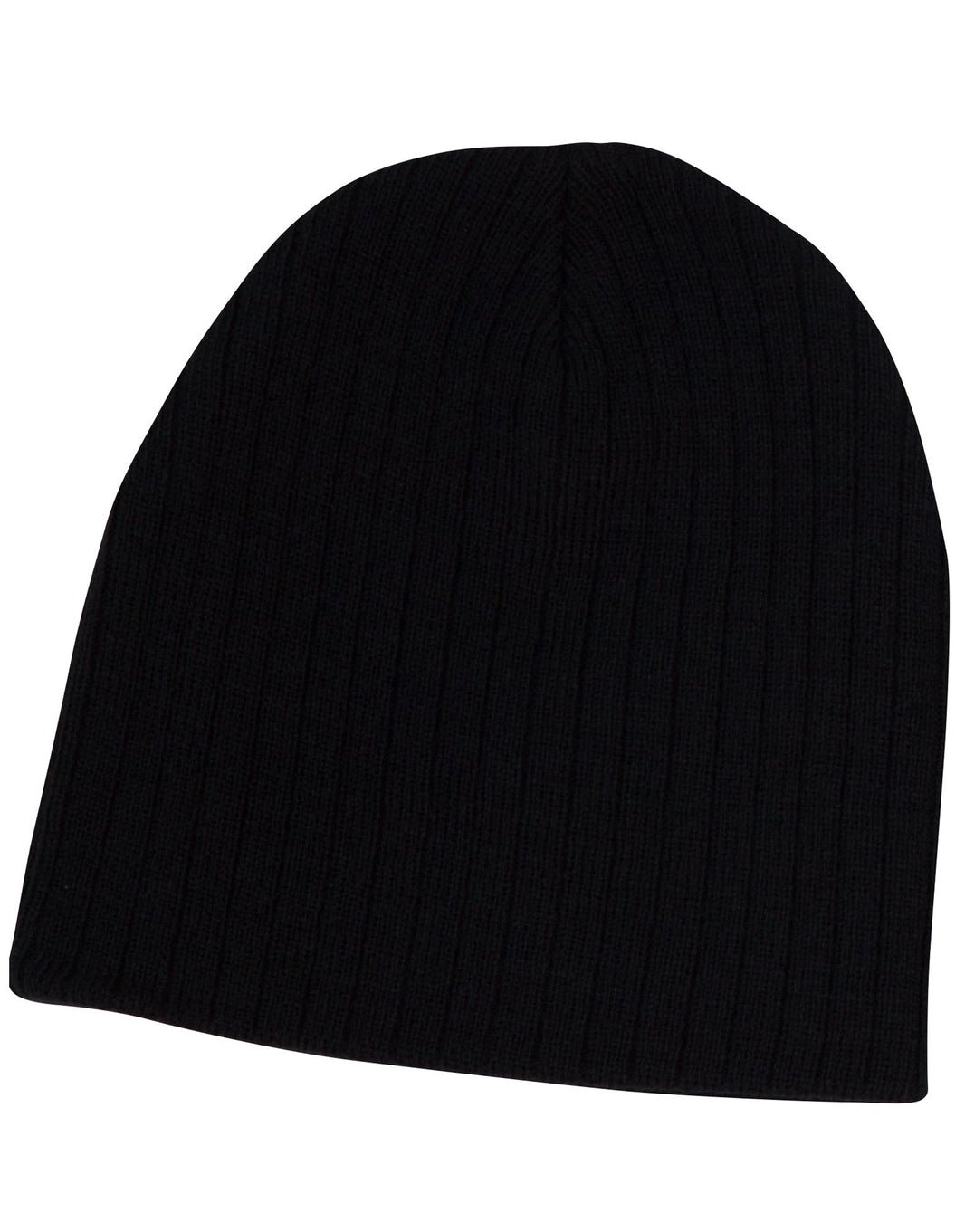 Cable Knit Beanie in Black, front