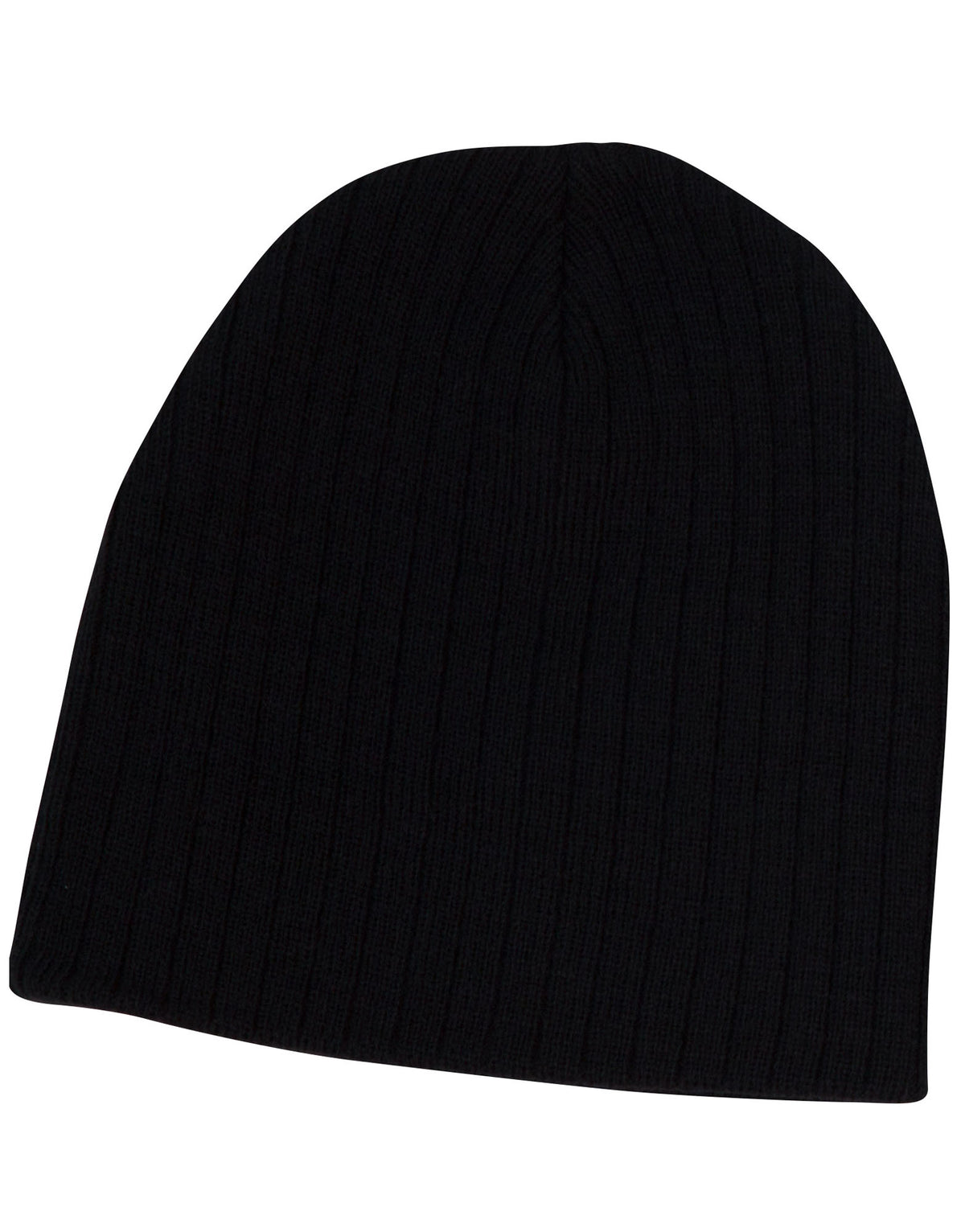 Cable Knit Beanie in Black, front