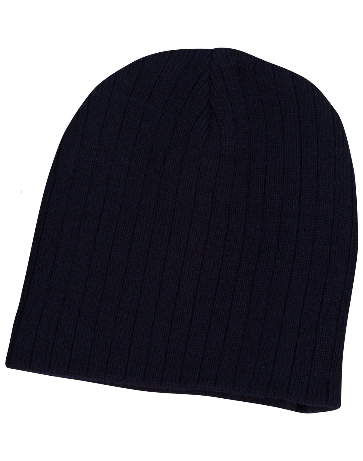 Cable Knit Beanie in Navy, front
